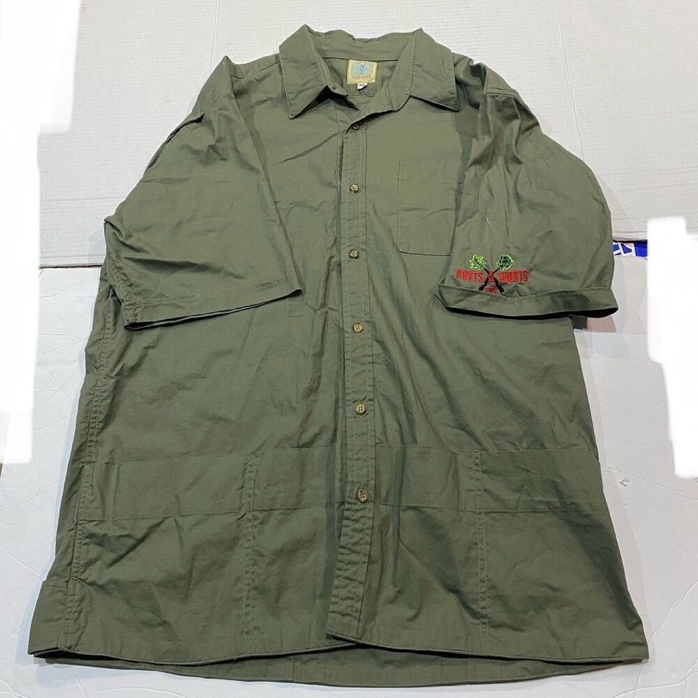 Dos Carolinas Guayabera Green Short Sleeve Embroidered Pockets Shirt Men’s XL